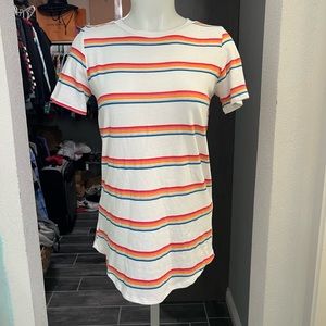 PINK VS Rainbow Striped Short Sleeve Top